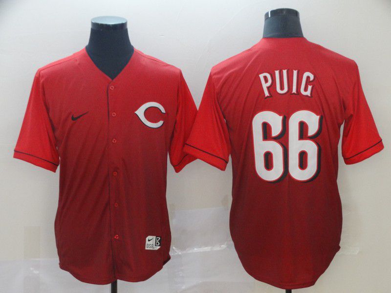 Men Cincinnati Reds 66 Puig Red Nike Fade MLB Jersey